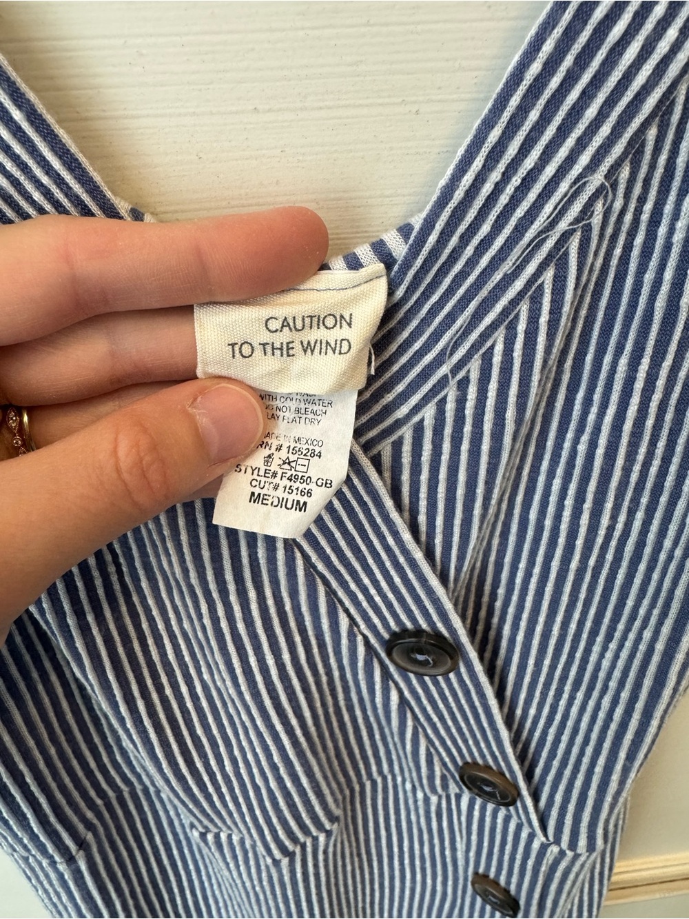 Caution To The Wind Blue & White Striped Midi Button Dress - Picture 2 of 5